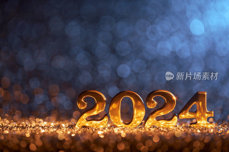 新年装饰2024 -金蓝色派对庆祝圣诞节